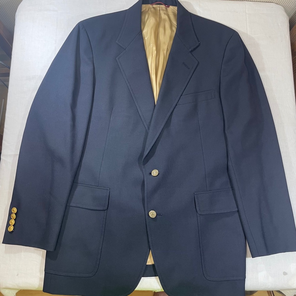 Hart Schaffner & Marx Raleighs International Cup Blazer Navy Blue Gold Buttons